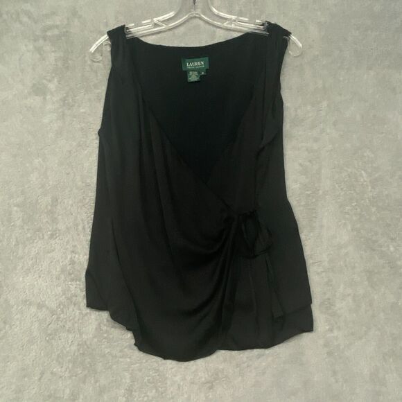 Lauren Ralph Lauren Tops - Lauren Ralph Lauren Shirt Womens 10 Black Silk True Wrap Tank Top Office